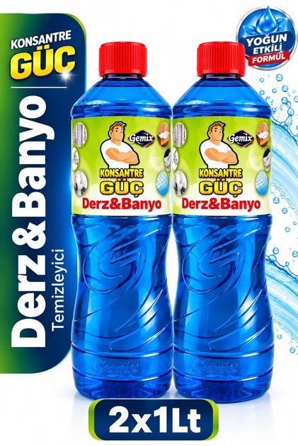 Derz&Banyo Duşakabin Fayans Arası Temizleyici 1 Litre x 2 –Küf,Sararma ve Kireç Karşıtı Güçlü Formül