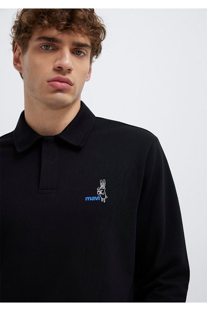 Half Button Black Sweatshirt 0S10544-900