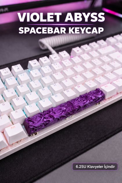 Mor Violet Abyss Spacebar Keycaps 6.25U - Cherry MX Uyumlu Mekanik Klavye Boşluk Tuşu