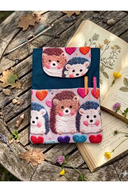 Cute Hedgehog Patterned Book Cover Stylish and Book Protective Cover with Pocket Multi-Purpose Gift 19X25 cm