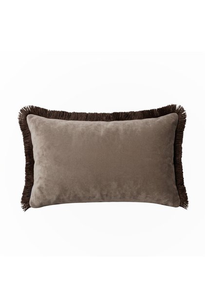 "Taupe" Tasseled Throw Pillow Cover -30X50 - Brown