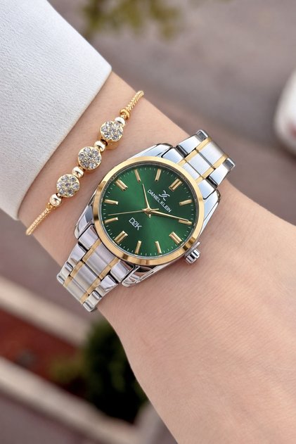 Green Dial, Gold Metallic Color Strap, 30 Mm, 2 Year Warranty, Women's Wristwatch