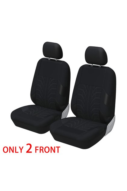 Y33376-BLACK-4PCS Car Seat Covers Full Set Front Split Rear Bench For Car Universal Cloth SUV Sedan