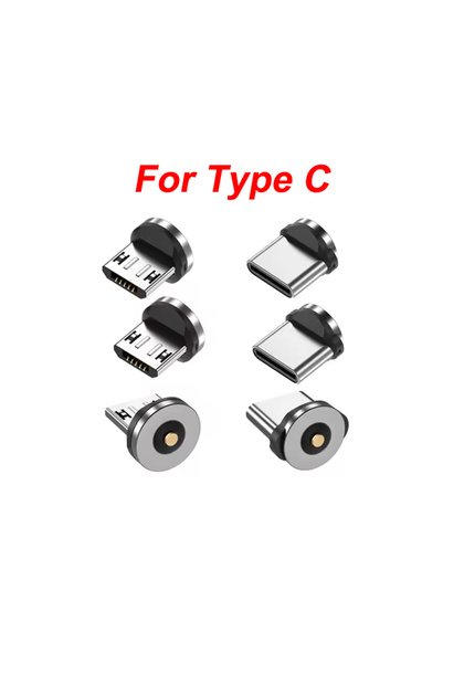 6pcs for Type C 6Pcs Magnetic Cable Plug Round Fast Charging Adapter Tips For iPhone Samsung Huawei