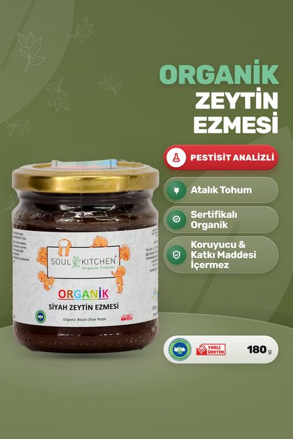Organik Siyah Zeytin Ezmesi Katkısız 180 g