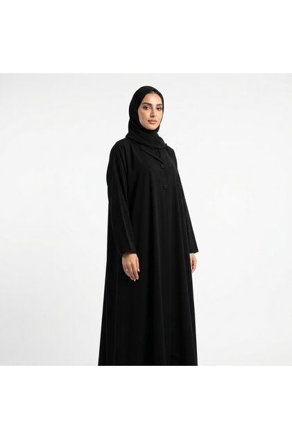 عباية وجد لف نسائية بقصة نص كلوش - قماش إنترنت - لون أسود