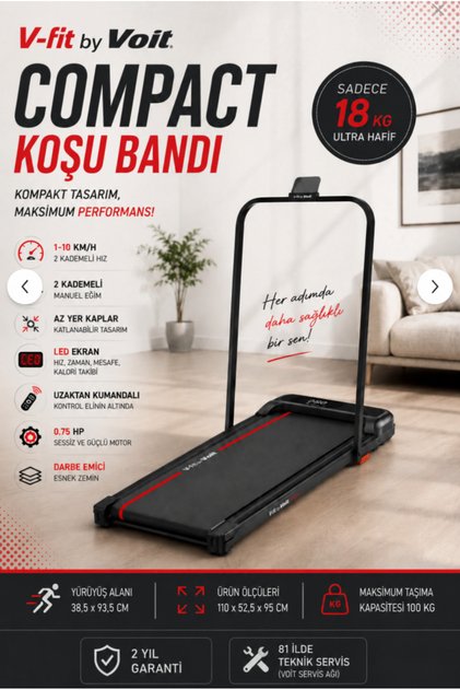 Compact Katlanabilir Koşu Bandı – Manuel Eğimli & Uzaktan Kumandalı