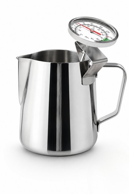 Paslanmaz Çelik Süt Potu Pitcher 700 ml + Analog Termometre Seti - Barista Köpürtme Sürahisi