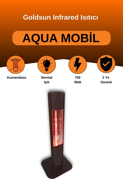 Aqua Mobil 700 Watt GSA07VP Isısı Ayarlanabilir Elektrikli İnfrared Isıtıcı-Siyah