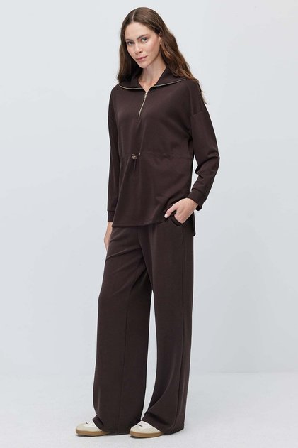 Women's Elastic Waist Wide Leg Knitted Trousers