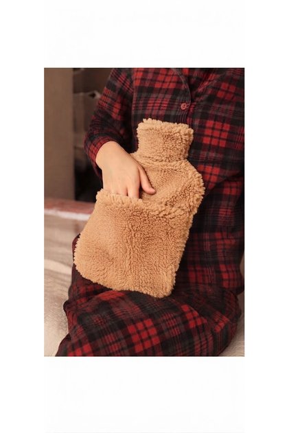 2 Lt Plush Beige Hot Water Bag - with Pocket