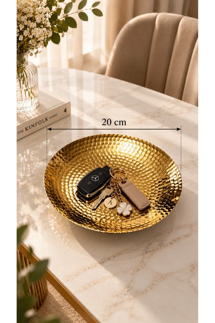 Gold Dövme 20 CM Desenli Dekoratif Sunumluk – Orta Sehpa Masa Aksesuarı, Anahtarlık, Şekerlik, Lokumluk ve Çerezlik 20 CM