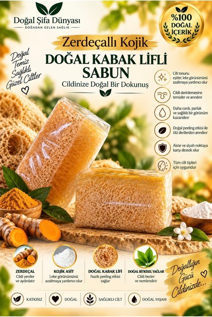 Kojic Natural Pumpkin Fiber Soap with Turmeric