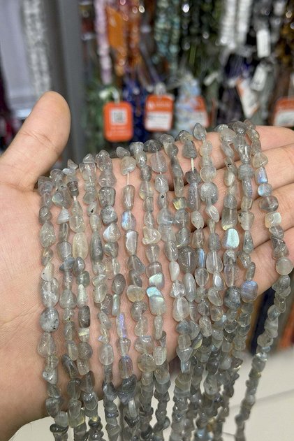Labradorit Taşı Tımbıl Kesim Parlak 6x8mm Doğal Taş Dizi [AA]