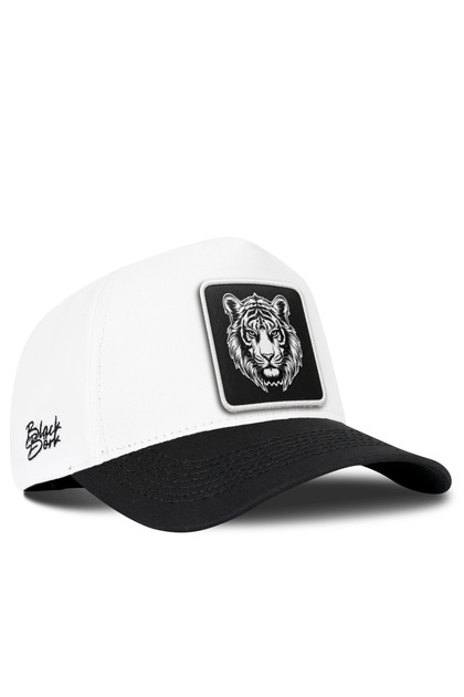 Black-White Baseball Cap with Tiger Logo