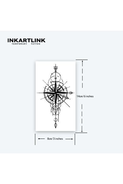 IN-E201 Compass temporary tattoo sticker, waterproof magic tattoo, lasts to 15 days fake tattoo, sem