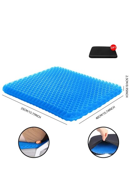 Blue Gel Seat Cushion Summer Breathable Honeycomb Design For Pressure Relief Back Tailbone Pain - Ho
