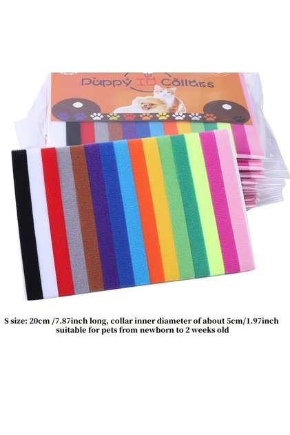 S 15PCS Pet Identification Circle Kitten Puppy Colored Collar Birth Marking Rope Cat Dog Can Write R