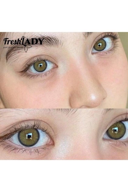 Freshlady Colored Contact Lenses Olive colour 14.50mm Yearly Disposable for Daily Wear