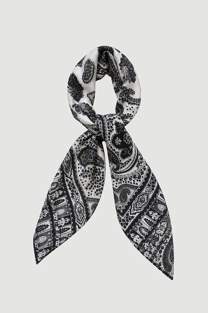 Paisley Pattern Cotton Scarf - Black