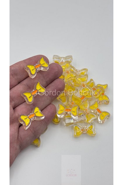 Bow Model Beads Yellow 25 Pieces Jewelry Beads Choker Beads