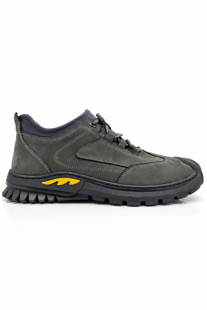 Smoked 100% Genuine Nubuck Leather Men's Casual Shoes | Rubber Sole Full Mold | Stretch Elastic Laces Full Orthopedic | Modern Casual Men's Shoe Model for Comfortable and Convenient Daily Use