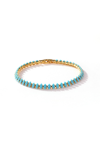 2.5mm gold Good Quality Fashion Simple Blue Turquoise CZ Stacked Tennis Bracelets for Women Men Nich