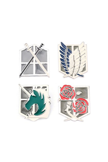4pcs-set 4Pcs/Set Anime Attack Titan Enamel Brooch Wings Of Freedom Scout Regiment Metal Badg