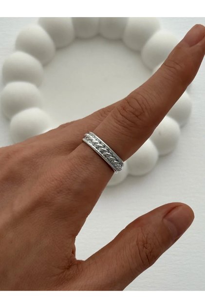 Special Series Pinterest Knitted Design Adjustable Silver Ring