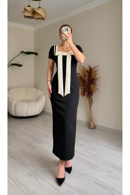 Premium Fiyonklu Maxi Boy Elbise