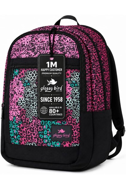 School Backpack for Girls, Pink Floral Kids Backpack with Multiple Compartments, Front Pocket & Medicated Foam For Back Support, Stylish School Bag for Kids & Teens