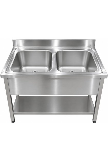 Premium Stainless Steel Double Bowl Sink – 1000 × 600 × 850 + 100 mm