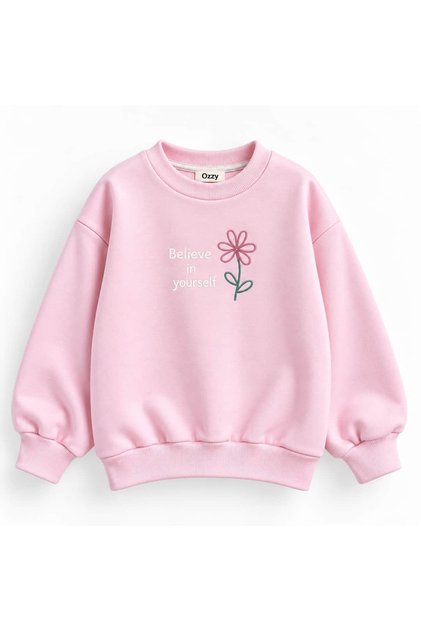 Girl's Sweatshirt with Floral Embroidery on the Back