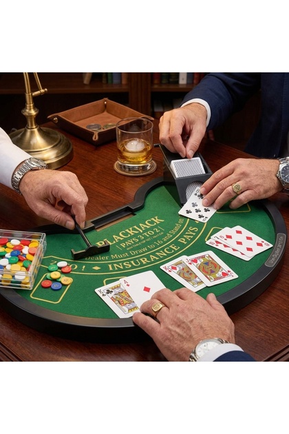 Mini Masa Üstü Casino Blackjack Oyun Seti (26x17 cm)