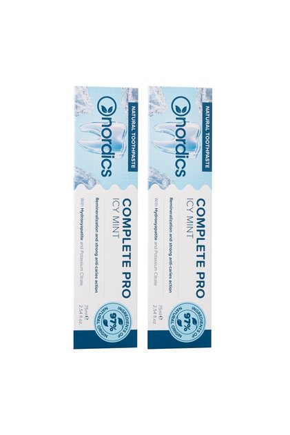 Set de 2 pastă de dinți completă PRO cu hidroxiapatită, repară smalțul, Nordics, 2x75 ml