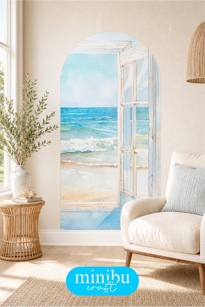 Sea View Window Bohemian Arch Boho Arch Modern Wall Sticker Mnb-85