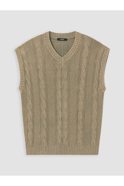 Özmarka New Season White Loose Fit V-Neck Men's Knitwear Sweater