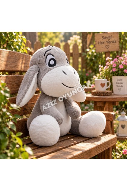 🍀 35 cm Gray Plush Donkey | Cute Donkey Toy, Soft Plush Gift