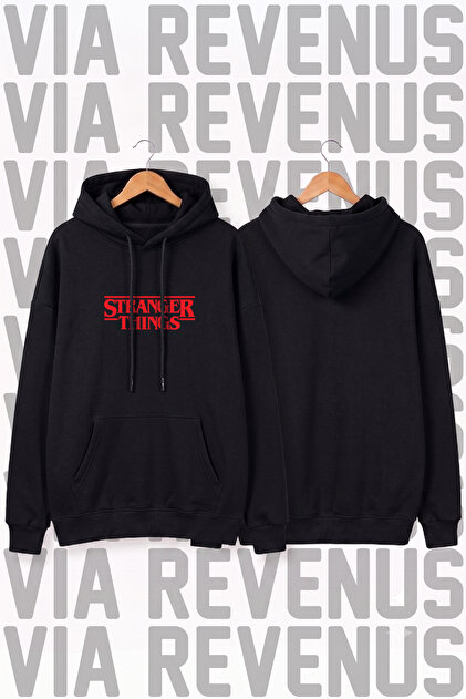 Stranger Things Printed Unisex Wide Fit Hoodie - 3-Thread Fleece Hood Lining with Drawstring Detail