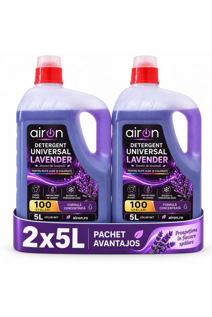 Pachet 2x Detergent Lichid Rufe,Lavanda, 10L, 200 Spălări, Universal