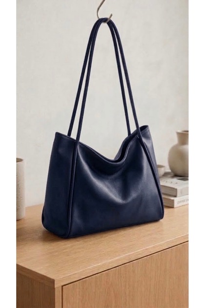 Noya Soft Model Zippered Women's Hand and Shoulder Bag Navy Blue
