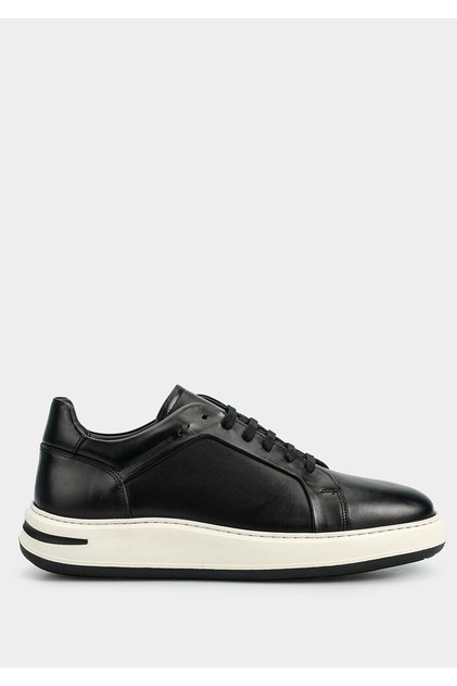 Black Leather Men's Sneakers