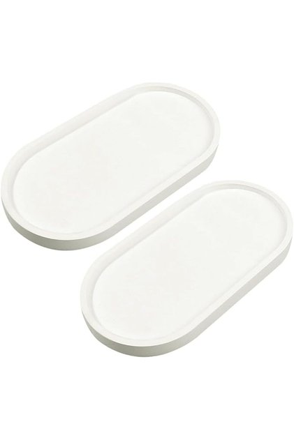 ® 2Pcs Ceramic Vanity Trays- Jewelry Tray Bathroom Organizer Oval Ceramic Minimalist Toiletrie