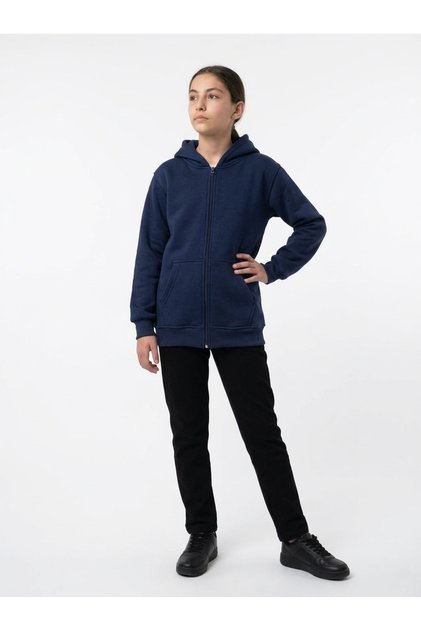 Kız Çocuk Fermuarlı Hoodie – 3 İplik Kapüşonlu Günlük Sweatshirt