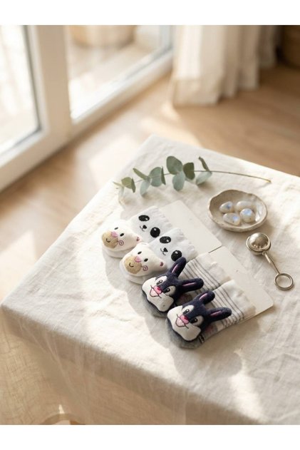 Baby Girl 2-Piece Socks with Animal Figures Newborn Organic Cotton