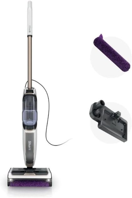 Shark Steam PickUp 3-in-1 Steam Cleans & Separates Wet & Dry Dirt | 420ml Content, Inc. Extra Brush Roll,White, SD200ME