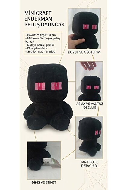 Minecraft Enderman Pelüş Oyuncak Piksel Tasarımlı Figür