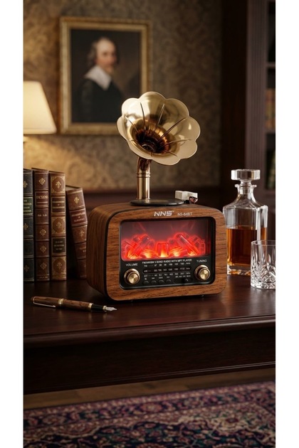 NOSTALJİK AHŞAP GÖRÜNÜMLÜ PLAKÇALAR RADYO - BLUETOOTHLU VİNTAGE MÜZİK KUTUSU