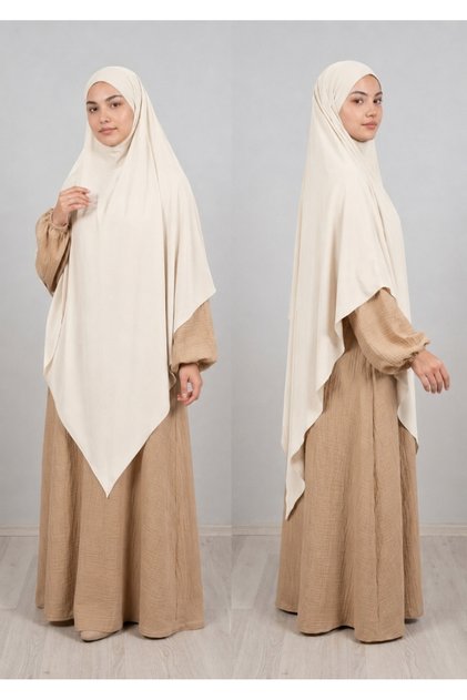 Full Size Triangle Sandy Souffle Khimar Hijab Scarf Skin Color