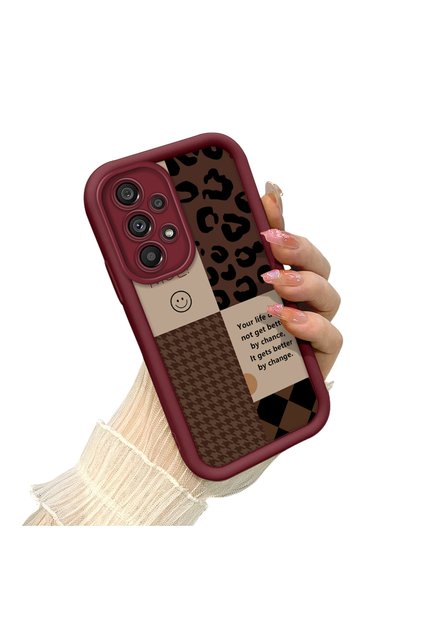 Samsung Galaxy A73 Compatible Leopard Checkered Collage Case, Stylish and Personalized Design